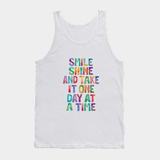 Smile Shine and Take it One Day at a Time in Rainbow Watercolors Tank Top